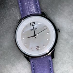 DKNY Purple Leather Band Watch
